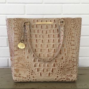 Brahmin Crocodile Neutral & Gold Handbag